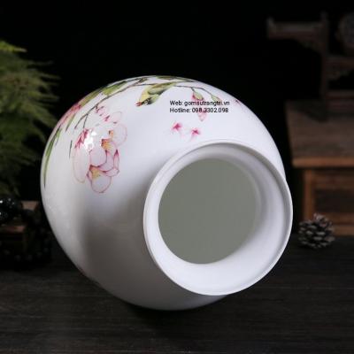 Bình Sứ Xương Khắc Chìm Họa Tiết Chim Hoa